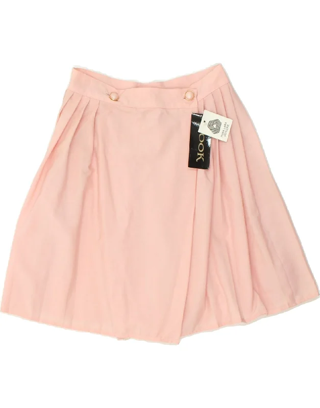 VINTAGE Womens Wrap Pleated Skirt IT 44 Medium W26  Pink Wool velvet skirt glossy