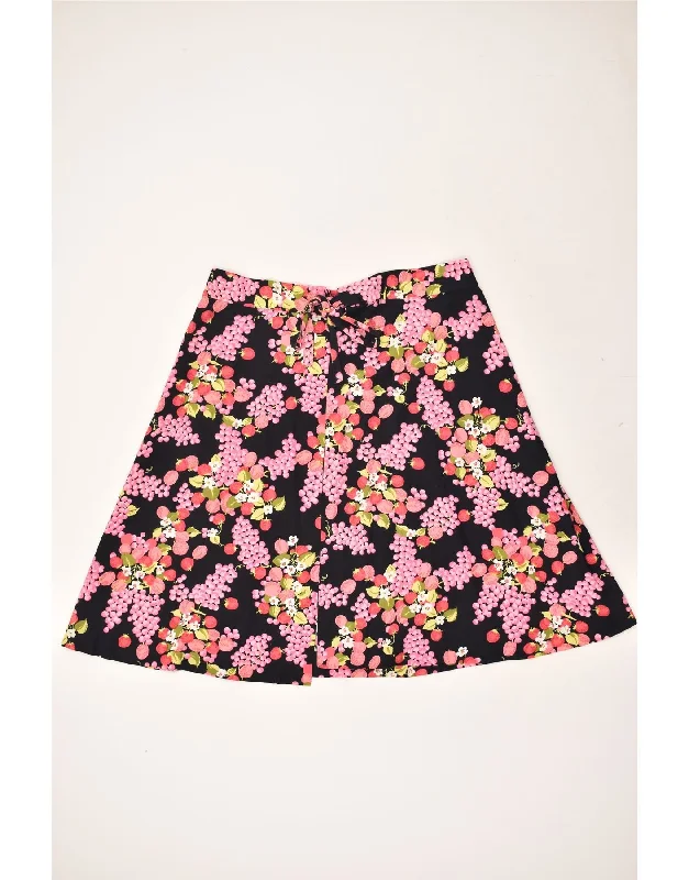 VINTAGE Womens Wrap Skirt EU 44 XL W40  Black Floral cashmere skirt soft