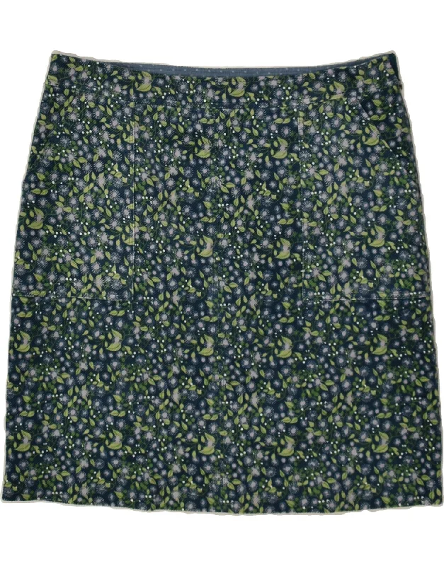 WHITE STUFF Womens Straight Skirt UK 16 Large W36 Green Floral Cotton high slit skirt WHITE STUFF Womens Straight Skirt UK 16 Large W36 Green Floral Cotton high slit skirt