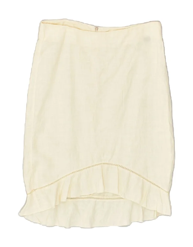 WOOLRICH Womens Midi Skirt W29 Medium Off White Linen corduroy skirt cozy