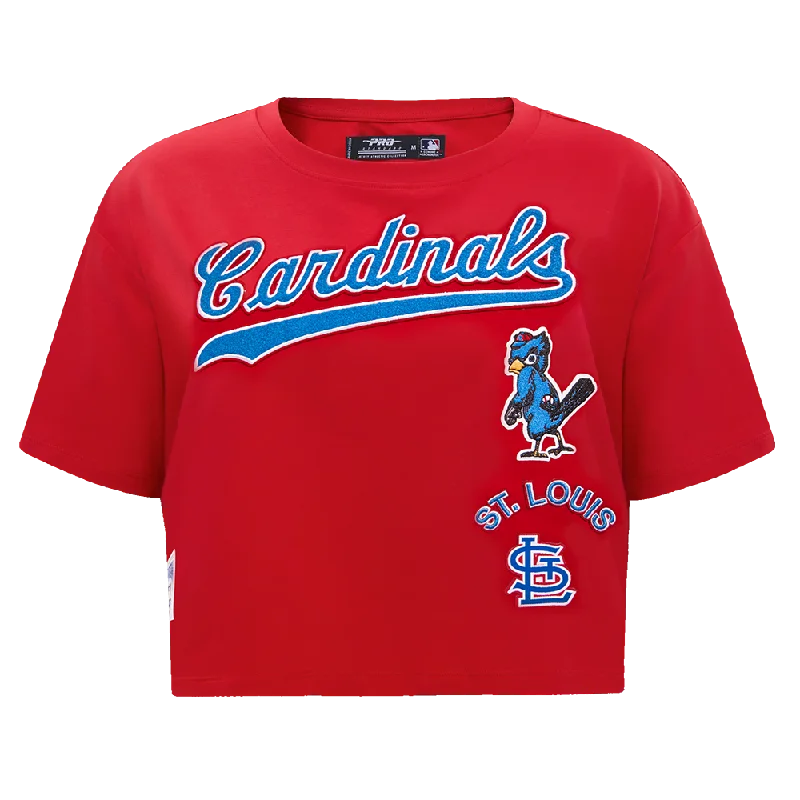 MLB ST. LOUIS CARDINALS RETRO CLASSIC WOMEN'S BOXY TEE (RED) Plaid T-Shirt Polka Dot Checkered
