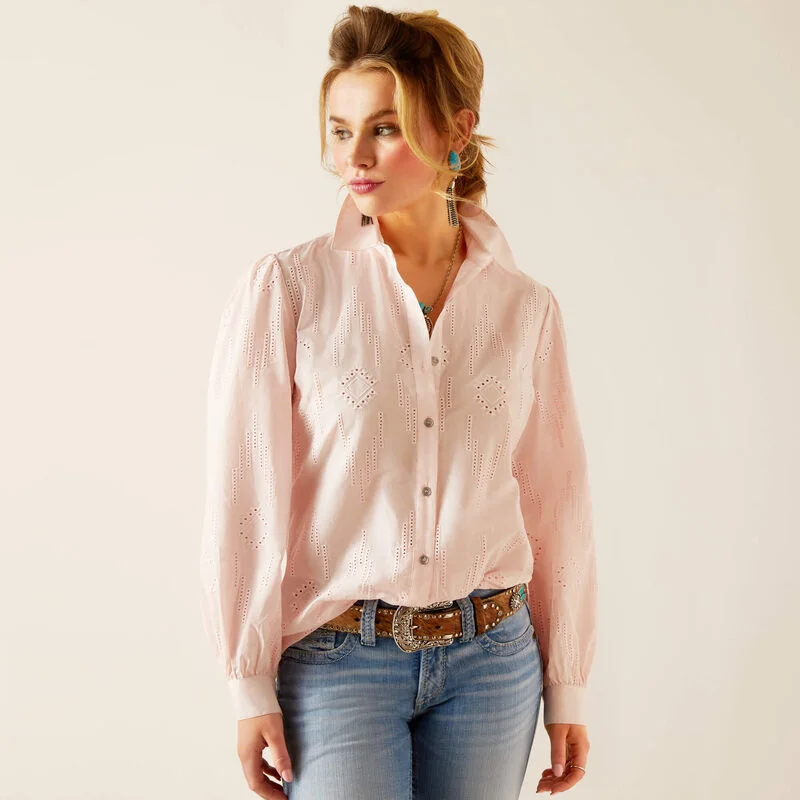 Ariat Wms Romantic Shirt Icy Pink Elegant Off-Shoulder Short Shirt
