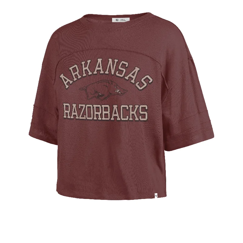 ARKANSAS RAZORBACKS HALF MOON '47 STEVIE CROP TEE WOMENS Rayon Velvet Corduroy