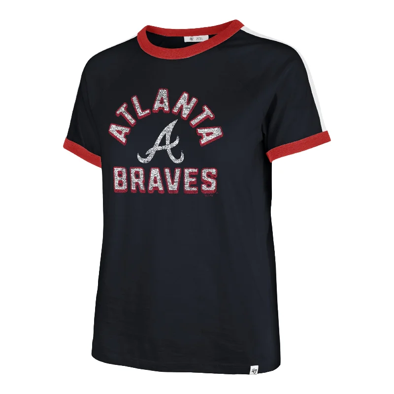 ATLANTA BRAVES DOUBLE HEADER SWEET HEAT '47 PEYTON TEE WOMENS Spandex Blend Rayon Blend Denim Blend ATLANTA BRAVES DOUBLE HEADER SWEET HEAT '47 PEYTON TEE WOMENS Spandex Blend Rayon Blend Denim Blend