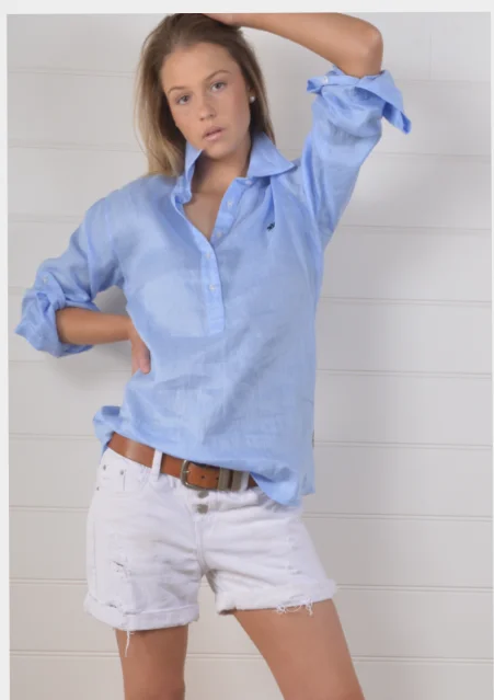 Bull Rush Linen Tab Shirt Chic Silk Short Sleeve Shirt
