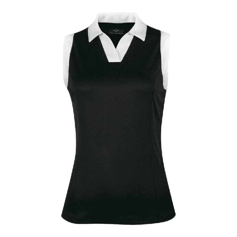 Callaway Ladies Colour Block S/L Golf Polo Shirt CGKSD034 Classic V-Neck Short Shirt