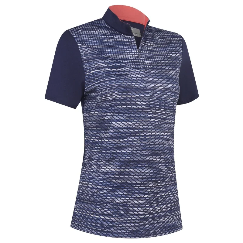 Callaway Ladies Printed Space Dye Golf Polo Shirt CGKSC071 Fashionable Pleated Short Shirt