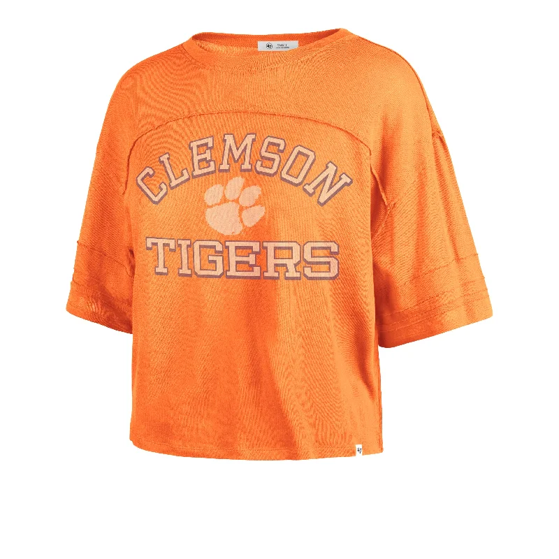 CLEMSON TIGERS HALF MOON '47 STEVIE CROP TEE WOMENS Ribbed T-Shirt High Neck Heavyweight CLEMSON TIGERS HALF MOON '47 STEVIE CROP TEE WOMENS Ribbed T-Shirt High Neck Heavyweight