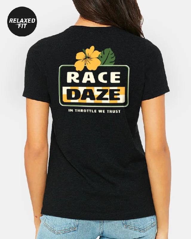 WOMENS RACE DAZE TEE - BLACK HEATHER Cotton Fabric Linen Fabric Terry Fabric