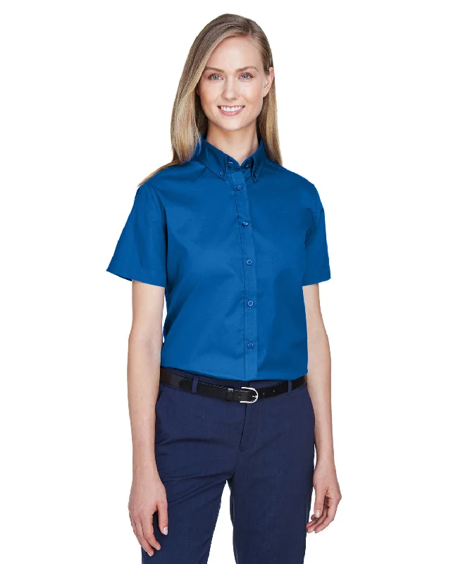CORE365 Ladies' Optimum Short-Sleeve Twill Shirt Fashionable Draped Short Sleeve