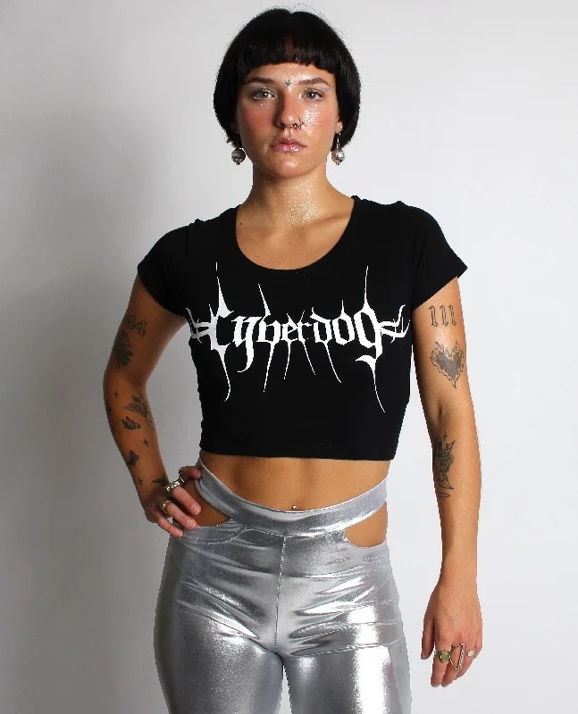 CYBERLUX TIGHT CROP TEE Spandex Blend Rayon Blend Denim Blend