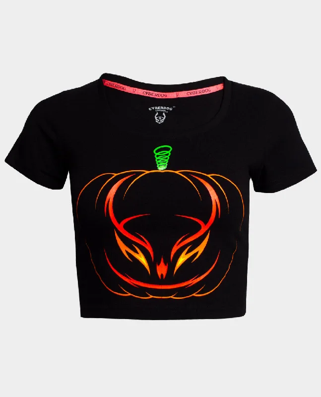 CYBERWEEN LOGO TIGHT CROP TEE Silk Blend Satin Velvet
