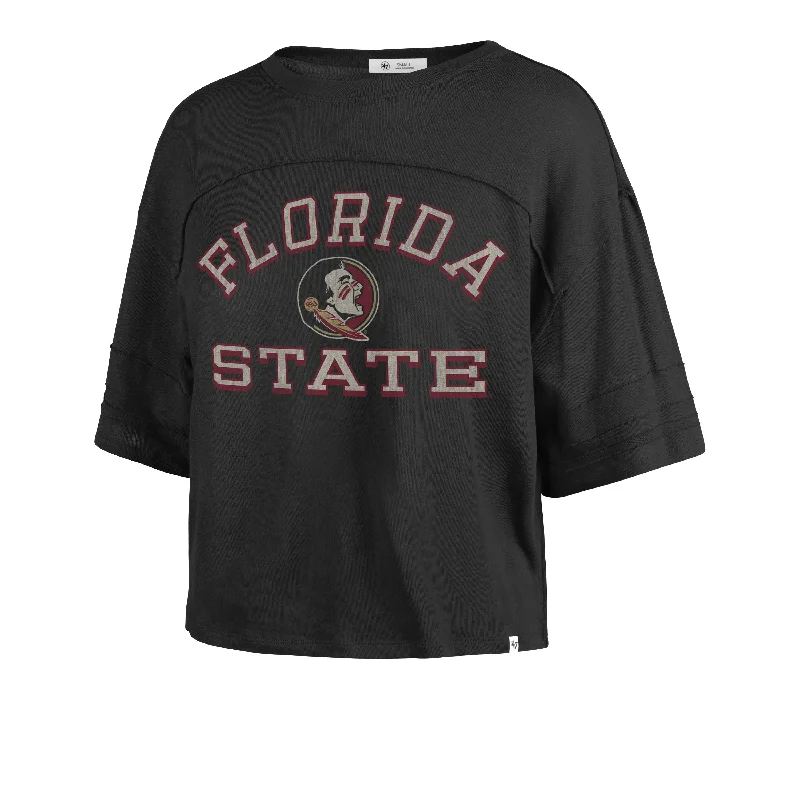 FLORIDA STATE SEMINOLES HALF MOON '47 STEVIE CROP TEE WOMENS Thin T-Shirt Open Front Quick Dry FLORIDA STATE SEMINOLES HALF MOON '47 STEVIE CROP TEE WOMENS Thin T-Shirt Open Front Quick Dry