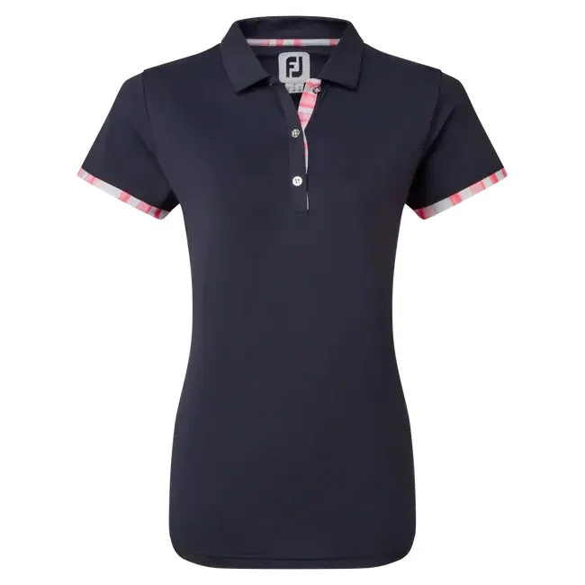 FootJoy Ladies Watercolour Trim Pique Golf Polo Shirt 88486 Soft Flowing Short Shirt