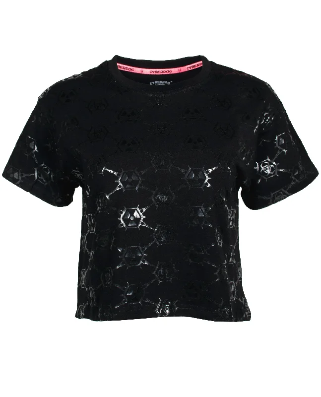 EASY CROP TEE TOXIC MONOGRAM Lace Blend Ribbed Blend Corduroy Blend