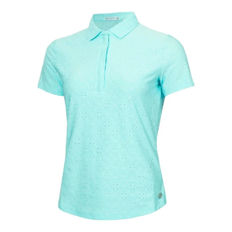 Green Lamb Ladies Naja Broderie Anglaise Golf Polo Shirt SG24014 Classic Casual Short Sleeve