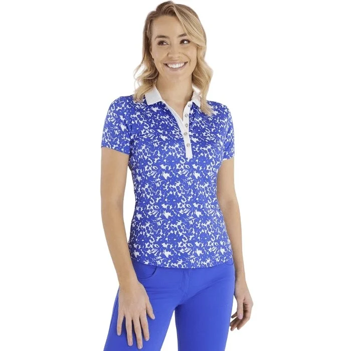 Green Lamb Ladies Melanie Printed Golf Polo Shirt SG23960 Elegant Lace Short Sleeve