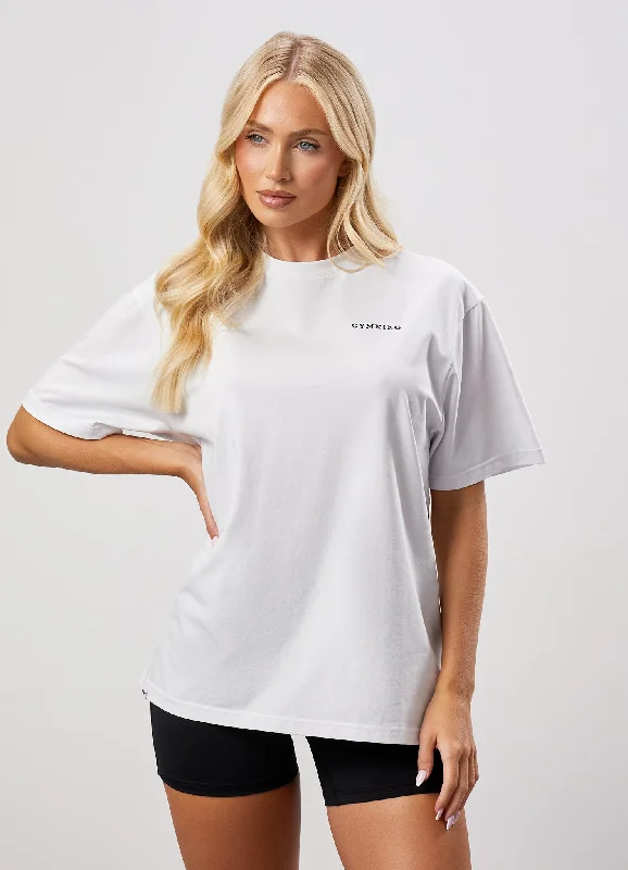Gym King 365 Boyfriend Jersey Tee - White Fleece Fabric Down Fabric Feather Fabric