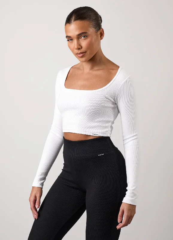 Gym King 365 Rib Long Sleeve Crop Tee - White Jersey Fabric Tulle Fabric Batik Fabric Gym King 365 Rib Long Sleeve Crop Tee - White Jersey Fabric Tulle Fabric Batik Fabric