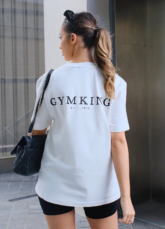 Gym King Established Boyfriend Tee - Cream Chenille Blend Fleece Blend Nylon Blend