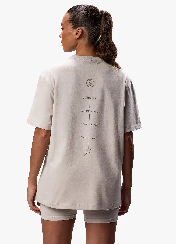 Gym King Stoic Boyfriend Tee - Light Stone Satin Blend Silk Blend Wool Blend