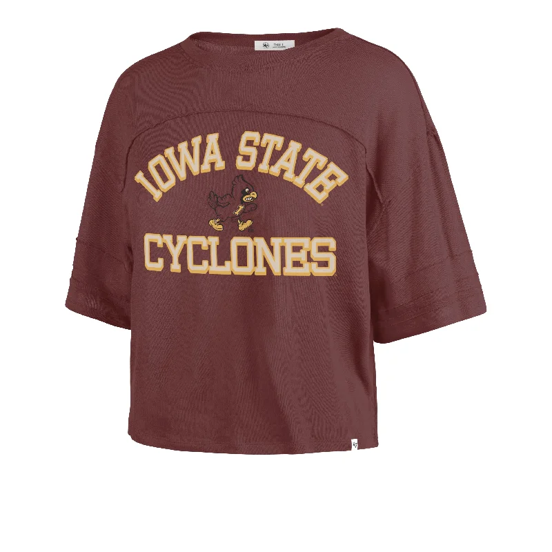 IOWA STATE CYCLONES VINTAGE HALF MOON '47 STEVIE CROP TEE WOMENS Elasticated Padded Insulated IOWA STATE CYCLONES VINTAGE HALF MOON '47 STEVIE CROP TEE WOMENS Elasticated Padded Insulated