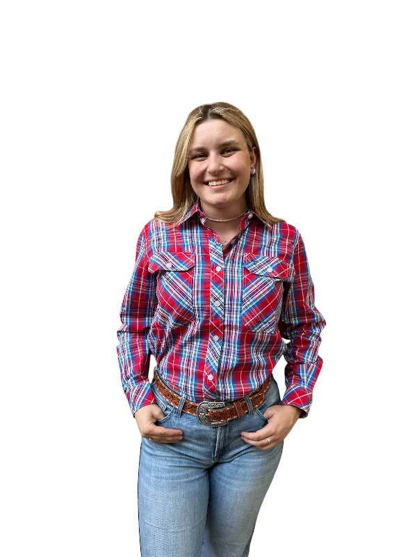 Just Country Wms Abbey Long Sleeve Full Button Print Workshirt Chilli Red Plaid Cozy Striped Short Sleeve Just Country Wms Abbey Long Sleeve Full Button Print Workshirt Chilli Red Plaid Cozy Striped Short Sleeve