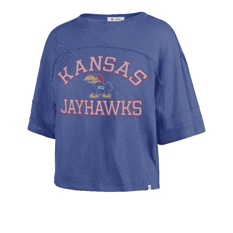 KANSAS JAYHAWKS VINTAGE HALF MOON '47 STEVIE CROP TEE WOMENS Elegant Classic Vintage KANSAS JAYHAWKS VINTAGE HALF MOON '47 STEVIE CROP TEE WOMENS Elegant Classic Vintage