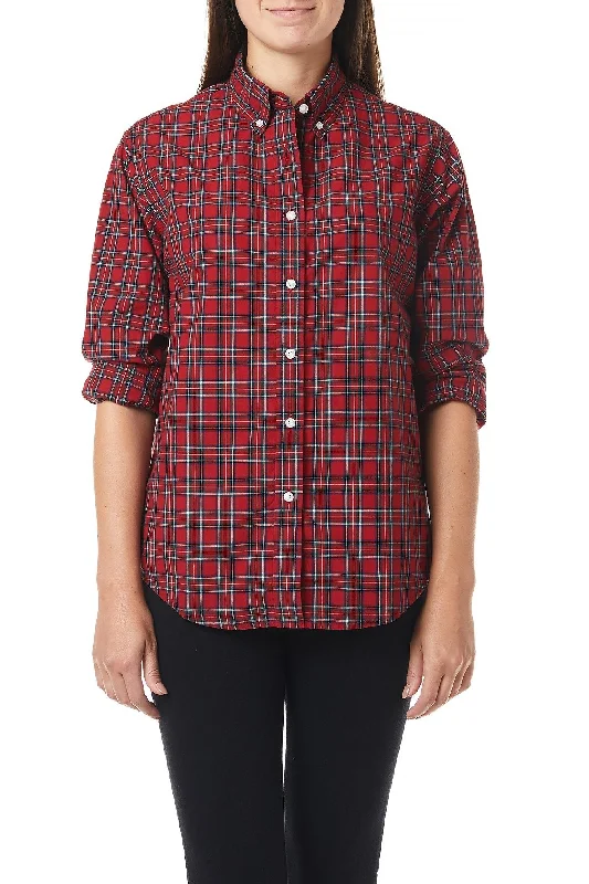 Ladies Button Down Shirt Royal Stewart Soft Cotton Short Tee