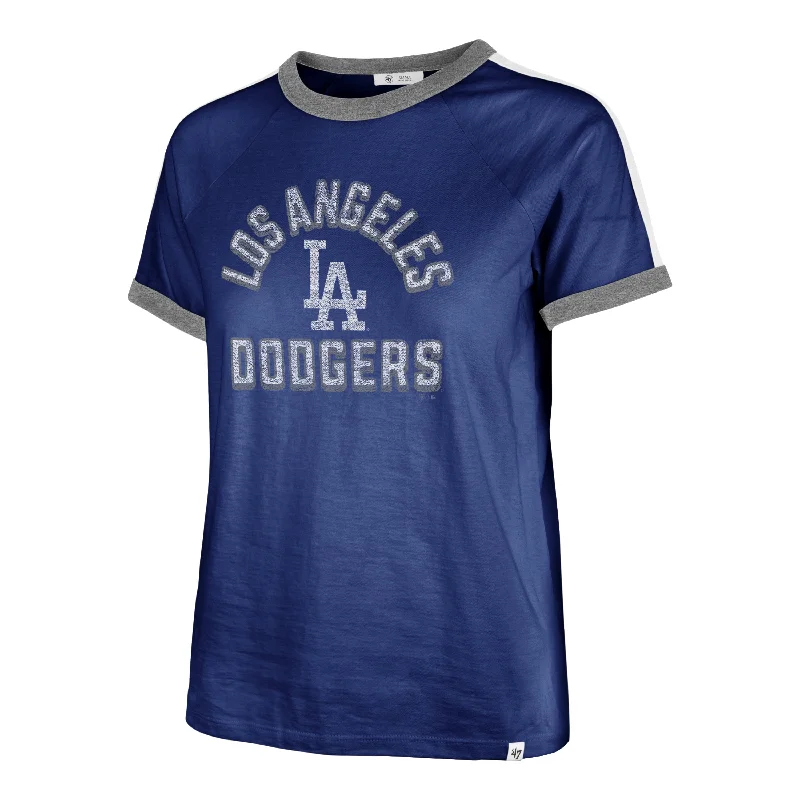 LOS ANGELES DODGERS DOUBLE HEADER SWEET HEAT '47 PEYTON TEE WOMENS Houndstooth Herringbone Solid LOS ANGELES DODGERS DOUBLE HEADER SWEET HEAT '47 PEYTON TEE WOMENS Houndstooth Herringbone Solid
