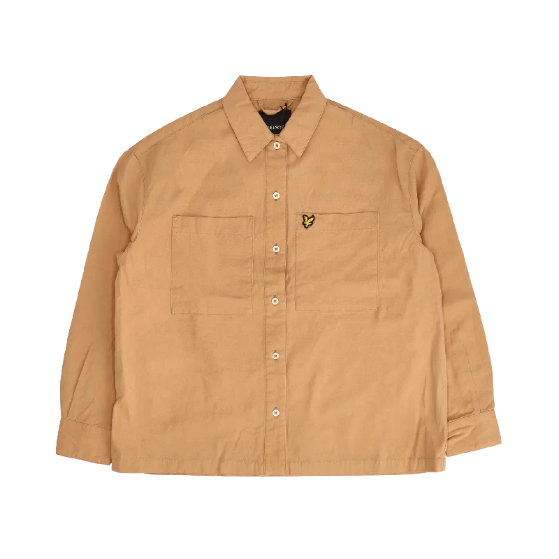 Cotton Canvas Shirt - Tan Casual Cotton Short Shirt
