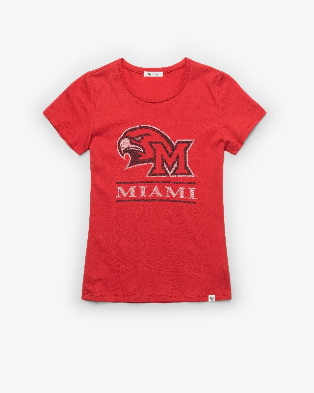 MIAMI REDHAWKS FINELINE '47 FRANKIE TEE WOMEN Chenille Fabric Brocade Fabric Lace Fabric MIAMI REDHAWKS FINELINE '47 FRANKIE TEE WOMEN Chenille Fabric Brocade Fabric Lace Fabric