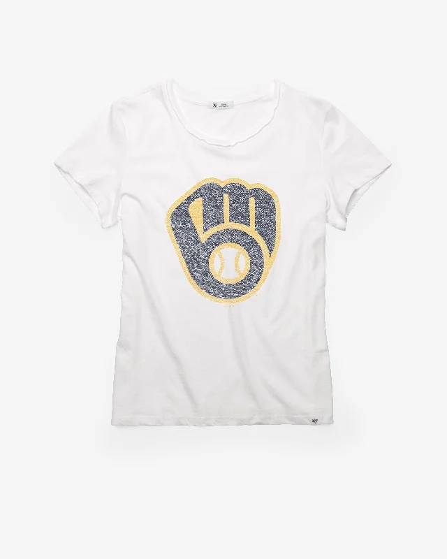 MILWAUKEE BREWERS CITY CONNECT PREMIER '47 FRANKIE TEE WOMENS Front Pockets Side Pockets Patch Pockets MILWAUKEE BREWERS CITY CONNECT PREMIER '47 FRANKIE TEE WOMENS Front Pockets Side Pockets Patch Pockets