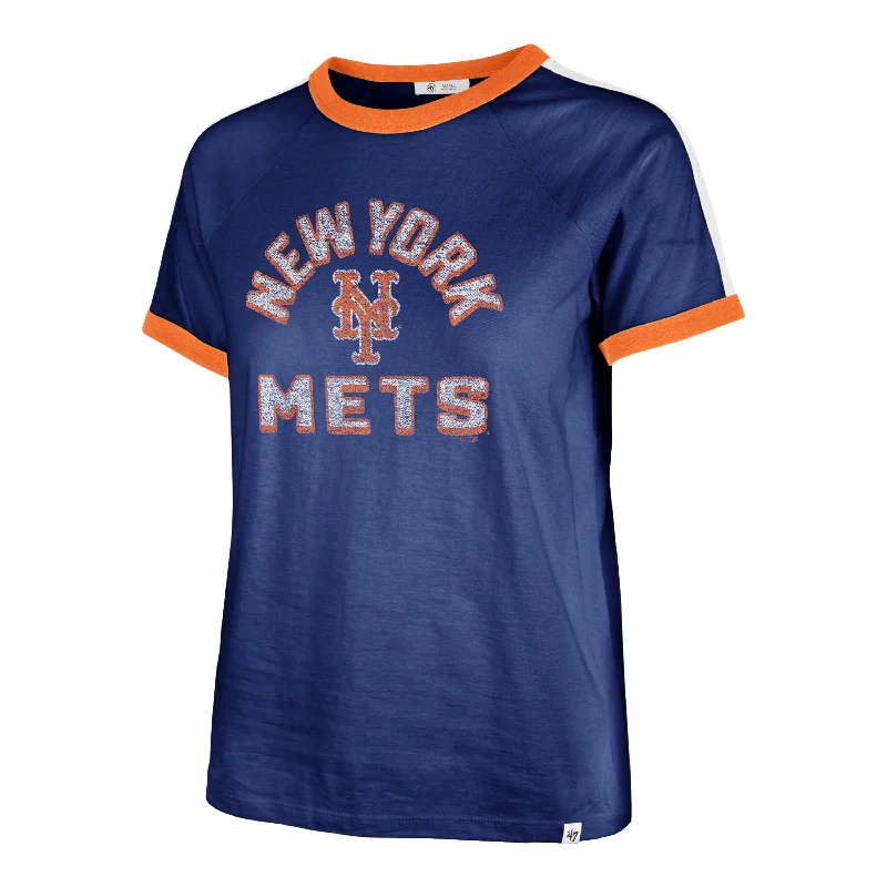 NEW YORK METS DOUBLE HEADER SWEET HEAT '47 PEYTON TEE WOMENS Print Jacquard Patchwork NEW YORK METS DOUBLE HEADER SWEET HEAT '47 PEYTON TEE WOMENS Print Jacquard Patchwork