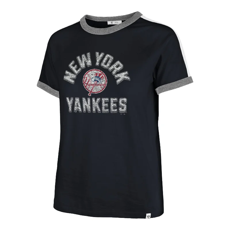 NEW YORK YANKEES DOUBLE HEADER SWEET HEAT '47 PEYTON TEE WOMENS Collared Crew Neck Turtle Neck NEW YORK YANKEES DOUBLE HEADER SWEET HEAT '47 PEYTON TEE WOMENS Collared Crew Neck Turtle Neck