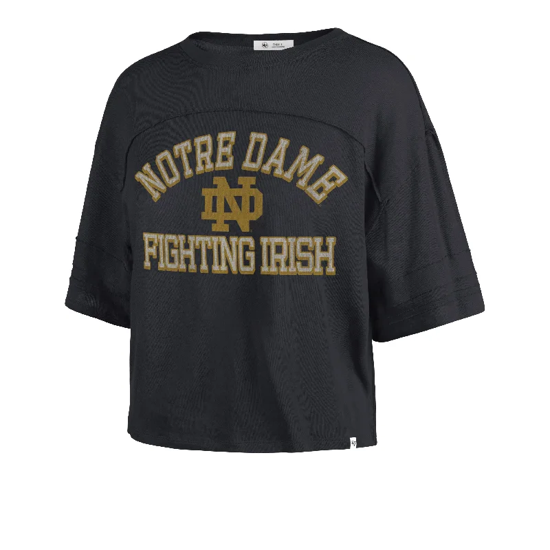 NOTRE DAME FIGHTIN IRISH HALF MOON '47 STEVIE CROP TEE WOMENS Plaid T-Shirt Polka Dot Checkered NOTRE DAME FIGHTIN IRISH HALF MOON '47 STEVIE CROP TEE WOMENS Plaid T-Shirt Polka Dot Checkered