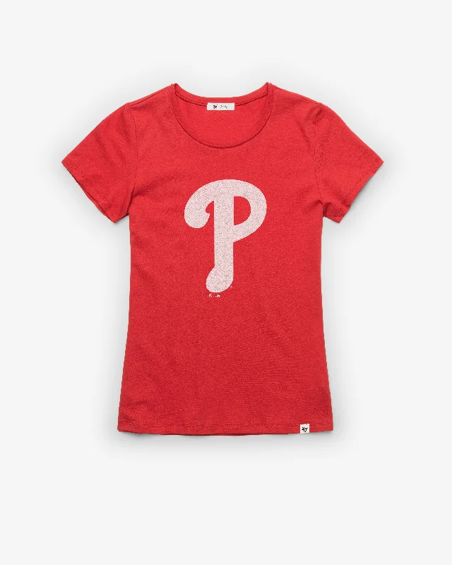 PHILADELPHIA PHILLIES PREMIER '47 FRANKIE TEE WOMENS Fitted T-Shirt Seamless Stretchy PHILADELPHIA PHILLIES PREMIER '47 FRANKIE TEE WOMENS Fitted T-Shirt Seamless Stretchy