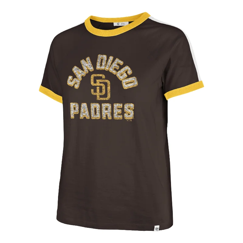 SAN DIEGO PADRES DOUBLE HEADER SWEET HEAT '47 PEYTON TEE WOMENS Notch Collar Peter Pan Collar Cowl Neck SAN DIEGO PADRES DOUBLE HEADER SWEET HEAT '47 PEYTON TEE WOMENS Notch Collar Peter Pan Collar Cowl Neck