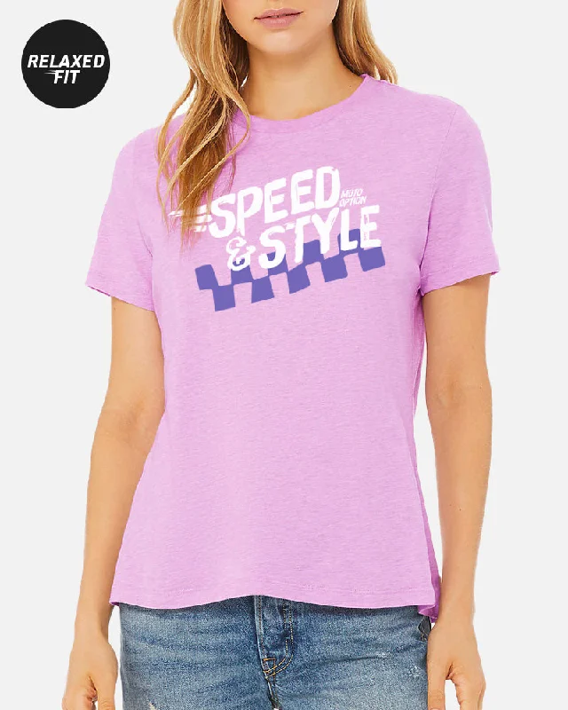 WOMENS SPEED AND STYLE TEE - HEATHER LILAC Nylon Fabric Polyester Fabric Spandex Fabric