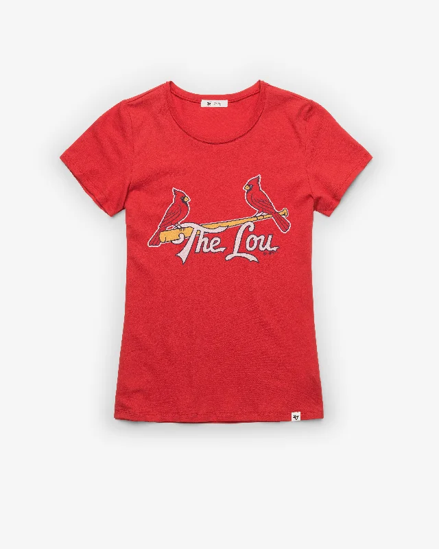 ST. LOUIS CARDINALS CITY CONNECT PREMIER '47 FRANKIE TEE WOMENS Collared T-Shirt Boat Neck A-Line ST. LOUIS CARDINALS CITY CONNECT PREMIER '47 FRANKIE TEE WOMENS Collared T-Shirt Boat Neck A-Line