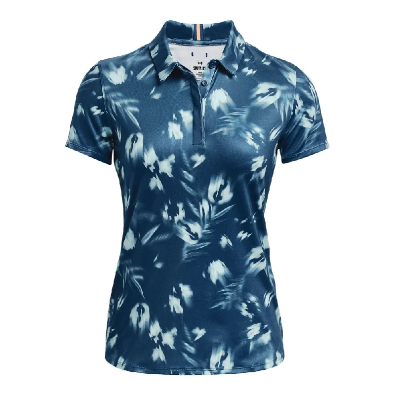 Under Armour Ladies Zinger Blur Golf Shirt 1373638 Elegant Draped Short Sleeve