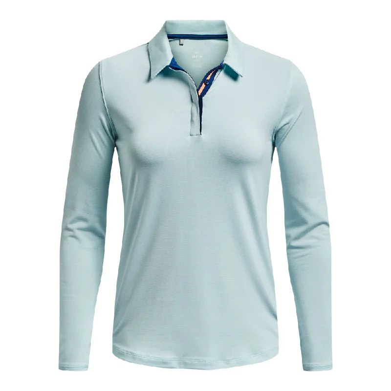 Under Armour Ladies Zinger Microstripe LS Golf Polo Shirt 1373637 Elegant Button-Down Short Shirt