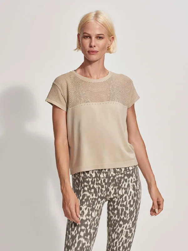 Varley Calloway Boxy Tee - Cashmere Stone Polka Dot Checkered Tartan