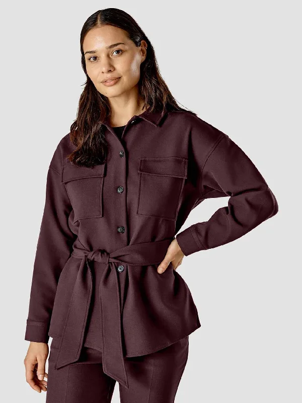 Belted Overshirt Pinot Noir Trendy Turtleneck Short Shirt
