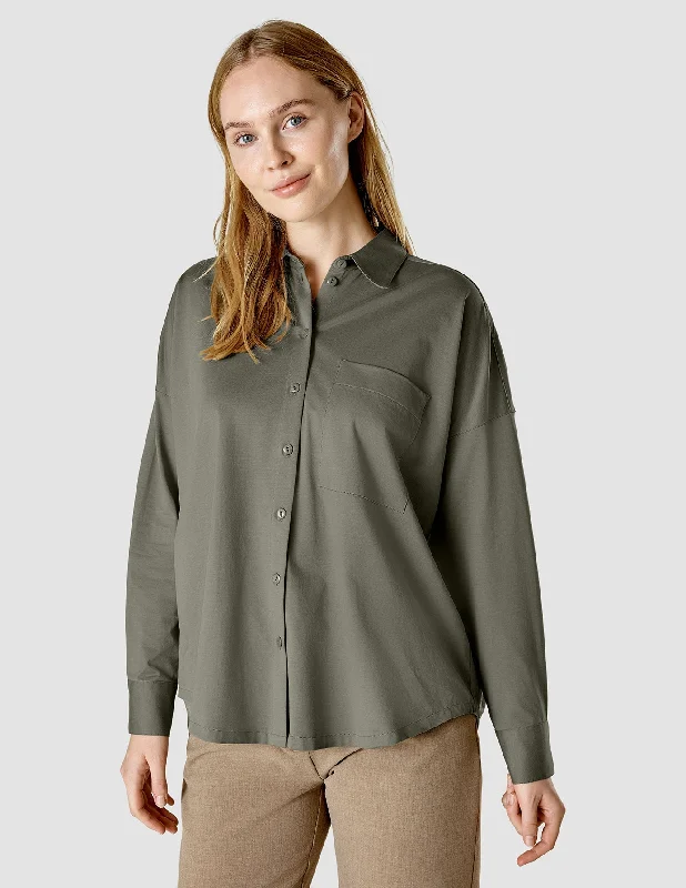 Oversized Long Sleeve Shirt Dark Olive Cozy Knit Short Sleeve Top