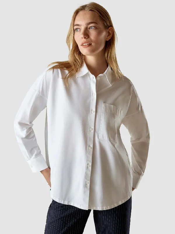 Oversized Long Sleeve Shirt White Casual Oversized Short Shirt