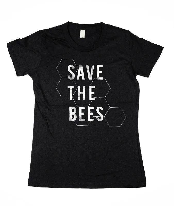 Women's Black Save the Bees Tee Hooded Caped Shawl Collar