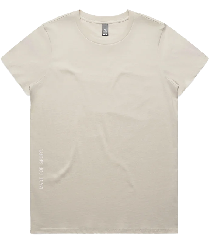 Women's Logo Tee: Bone Striped Floral Plaid