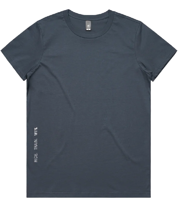 Women's Logo Tee: Petrol Blue Polka Dot Checkered Tartan