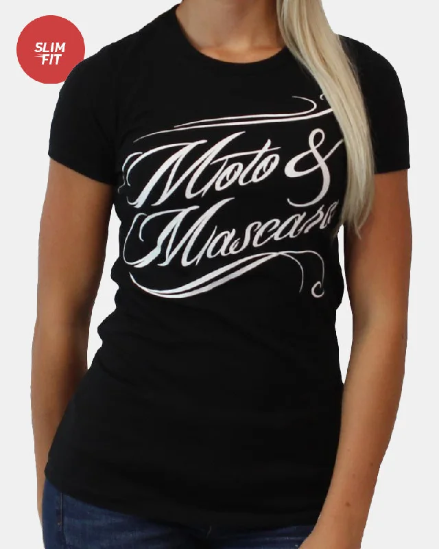 WOMENS MOTO & MASCARA TEE - BLACK Jersey Fabric Tulle Fabric Batik Fabric